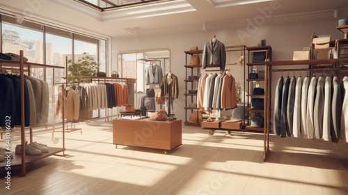 Exploring Modern Men's Fashion: A Stylish Men's Clothing Store on a Sunny Day Offers the Latest Trends and Styles in Contemporary Menswear. © Ai Studio