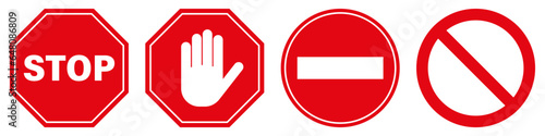 Stop sign icon set simple design