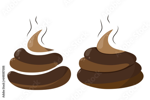 Set of vector illustrations of dog poop ban symbol. Excrement icon.