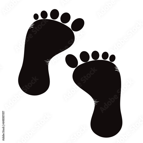 Vector illustration of cartoon baby feet silhouette on white background. Symbol of maternity.