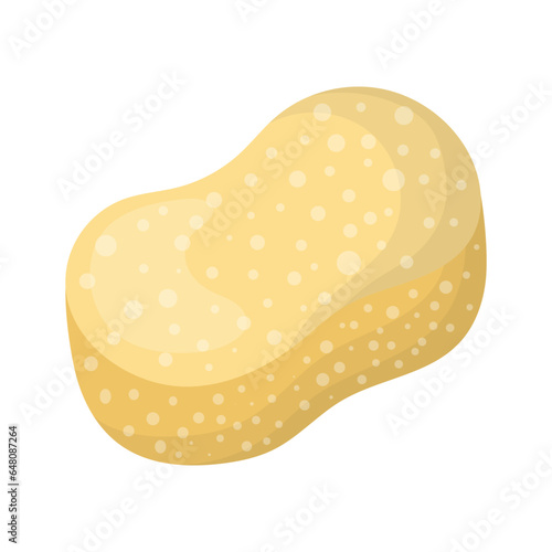 Bathroom elements, yellow body washcloth. Vector illustration