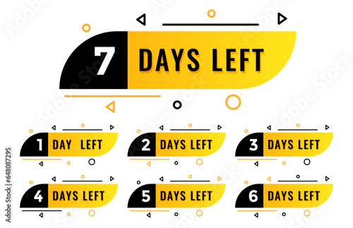 Number of days left banners or label for sale and promotion in black and orange