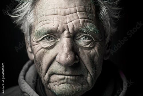 Aged man greyscale portrait