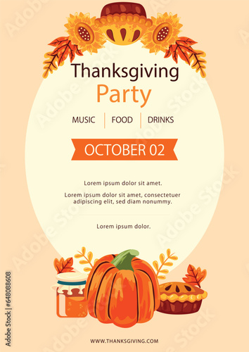 Free vector flat thanksgiving invitation template