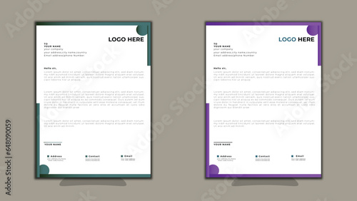 Creative letterhead template design for business project. Corporate letterhead document with company logo & icon. photo