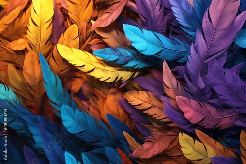 Beautiful abstract of colorful feathers, texture background, abstract feather background, feather pattern © Vilaysack