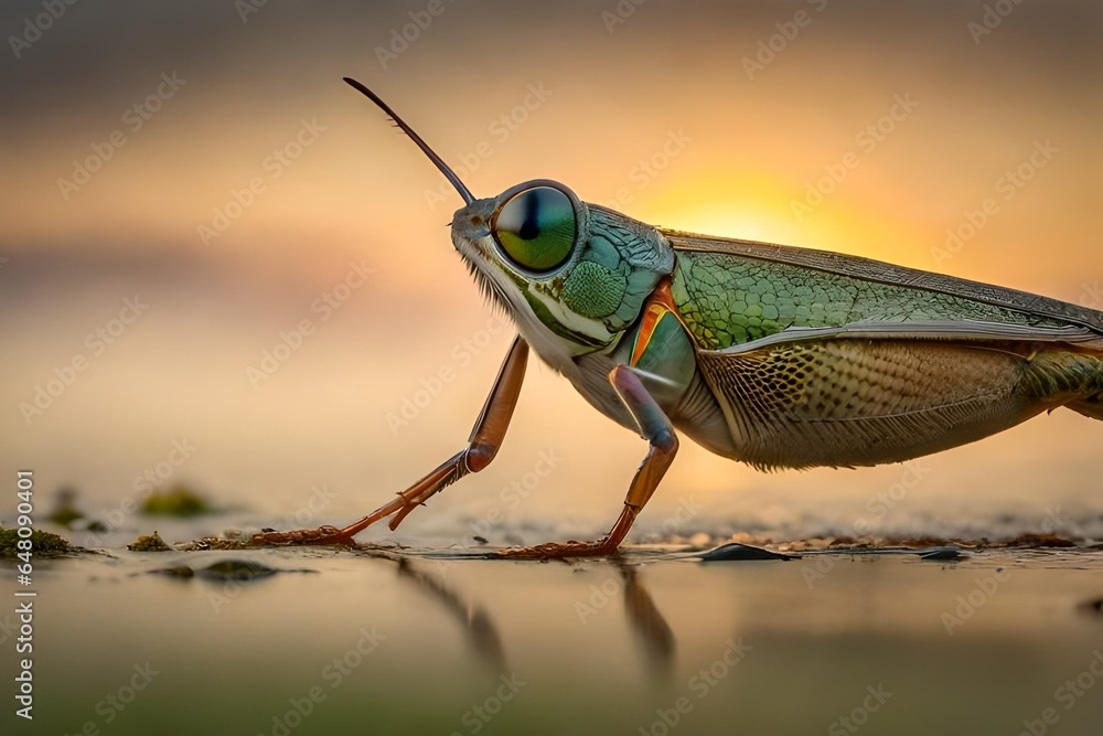Fototapeta premium grasshopper on the grass