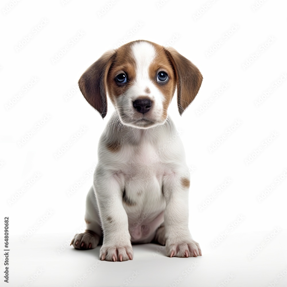 Cute Puppy on White Background, Generative AI Illustration