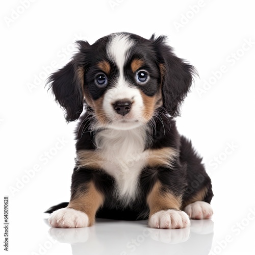 Cute Puppy on White Background, Generative AI Illustration