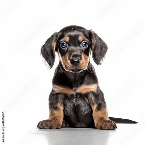 Cute Puppy on White Background  Generative AI Illustration