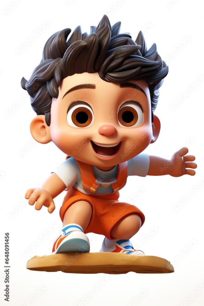 3D illustration of a happy cute boy standing and making a pose Education in School Generative AI
