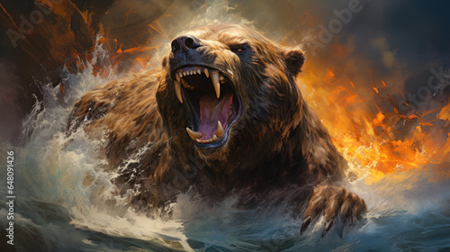 Vászonkép A powerful bear the beast symbolizing the Medo-Persian empire in the book of Dan