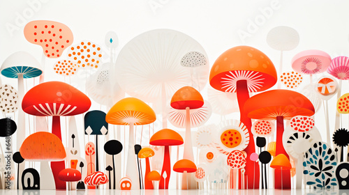 赤と白のシンプルなキノコのデザイン