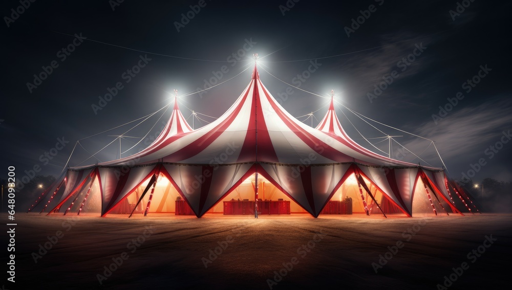 Circus tent and stormy sky in the night. Circus tent and stormy sky in the night.
