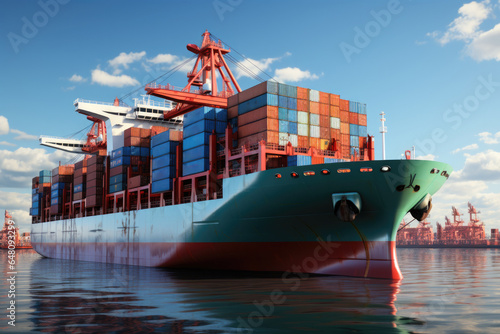 Cargo ship. Logistic shipping and transportation concept. Generative AI