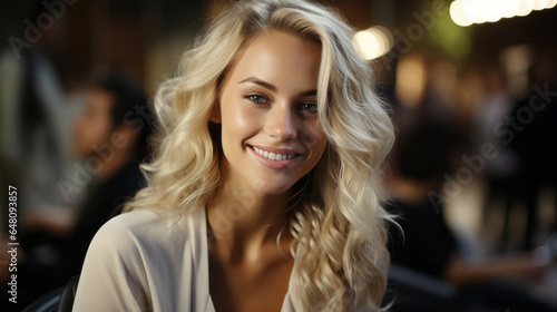 Beautiful girl sitting in a cafe and looking at the camera