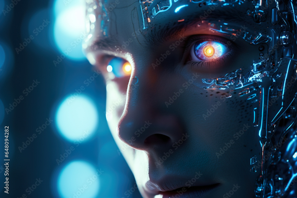 AI humanoid robot woman closeup AI humanoid robot woman closeup