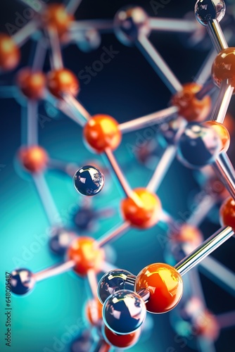 molecular structure and connections microbiology illustration, science and medicine concept, generative AI