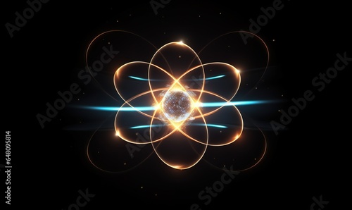Wallpaper Mural atom nuclear particle with orbit of electron or proton, colorful background with physics nucleus element, generative AI Torontodigital.ca