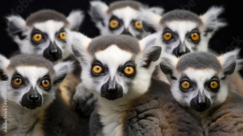 Group of Lemur Cattas close-up in the wild © Venka