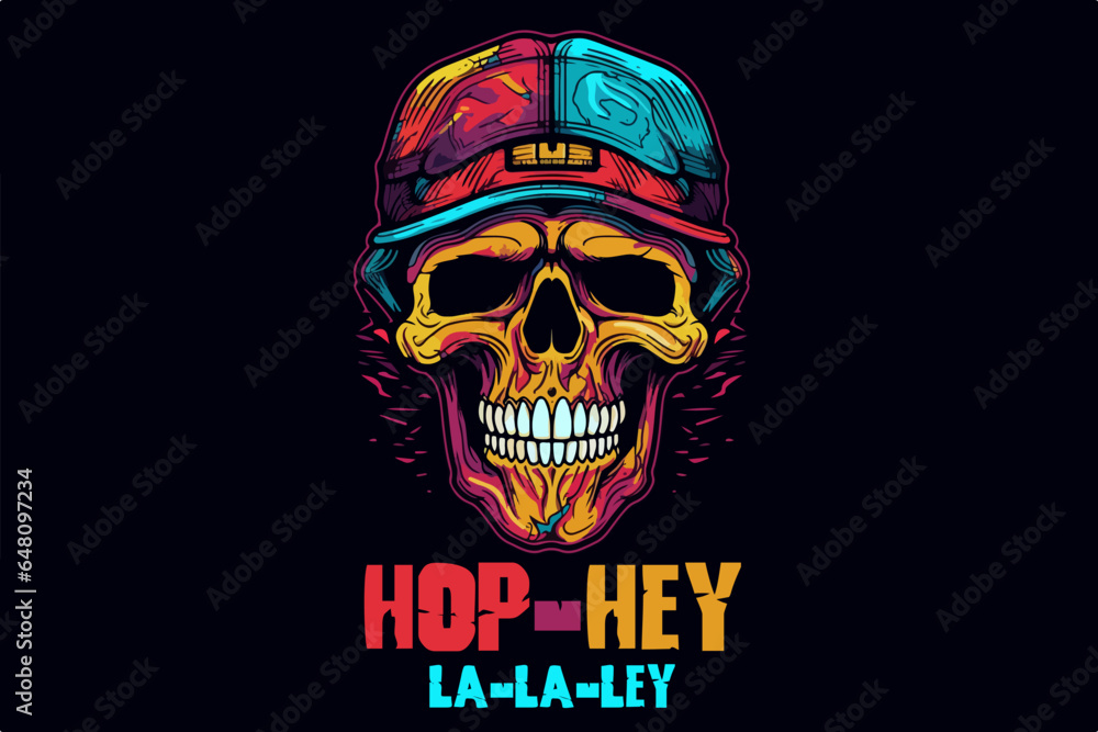 Colorful Hip-Hop Skull vector illustration