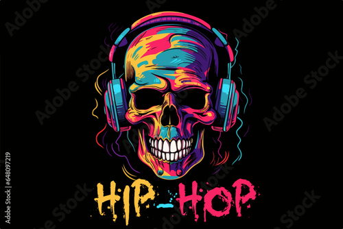 Colorful Hip-Hop Skull vector illustration