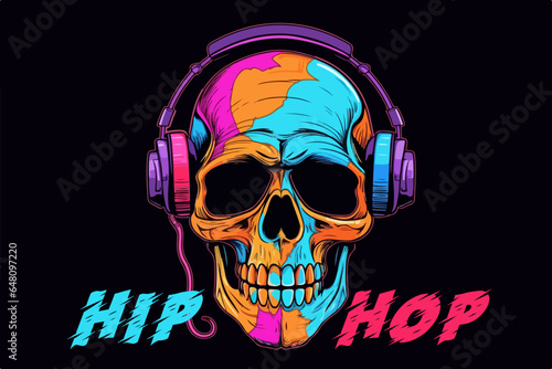 Colorful Hip-Hop Skull vector illustration