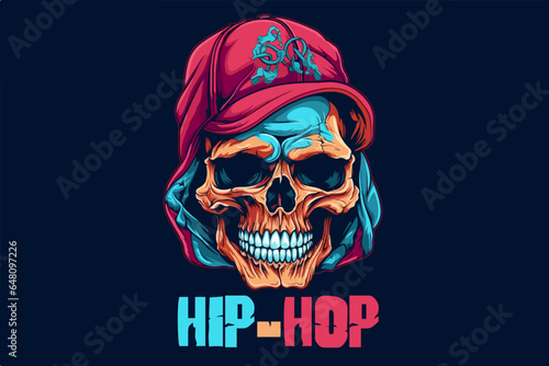 Colorful Hip-Hop Skull vector illustration