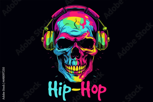Colorful Hip-Hop Skull vector illustration