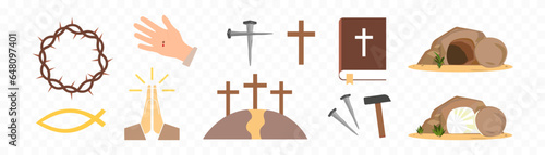 Risen icons set. Religion icons.