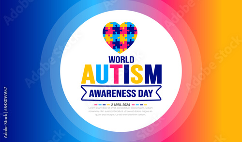 World autism awareness day background template celebrated in 2 April. use to background, banner, card, greeting card, poster, book cover, placard, photo frame, social media post banner template.