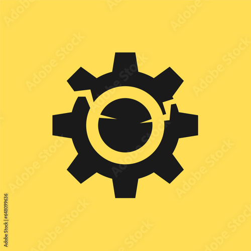 Vector broken cog illustration. An isolated illustration on a white background.