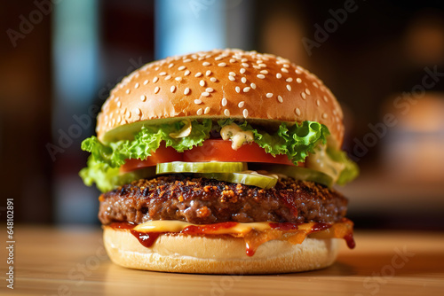 isolated burguer with bokeh background