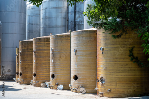 Concrete tanks for fermentation of grapes, wine making in Lazio, Italy