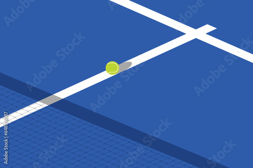 padel tennis court and a ball on the line. Padel background design vector