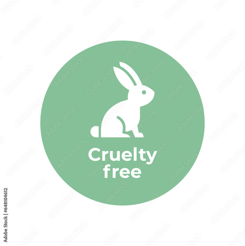 Fototapeta premium Pretty green animal cruelty free icon. Not tested on animals with rabbit silhouette symbol. Vector illustration.