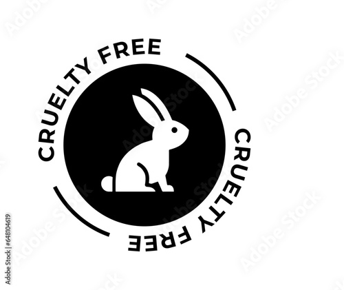 Animal cruelty free icon. Not tested on animals with rabbit silhouette symbol. Vector illustration.