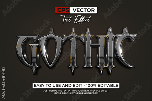 Gothic Text Effect Metal Shiny Style. Editable Text Effect.