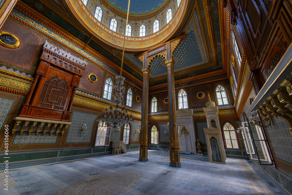 Yildiz Hamidiye Mosque built by Sultan Abdulhamid II, 1885 in Besiktas, (Turkish Yildiz Hamidiye Camisi, Besiktas, istanbul)