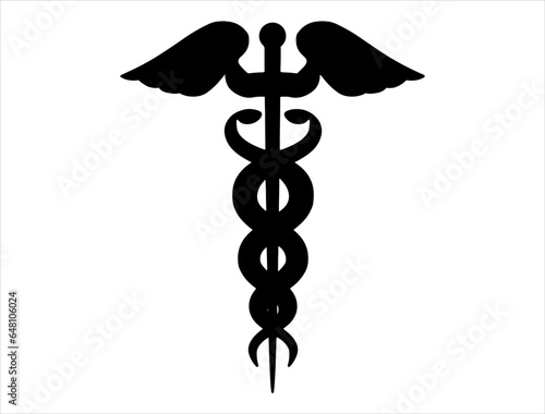 Caduceus medical symbol on white background