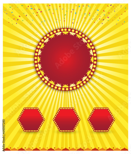 Retro Lights Yellow Abstract  Festival Promotional Retail Ad mockup Template Vector Design