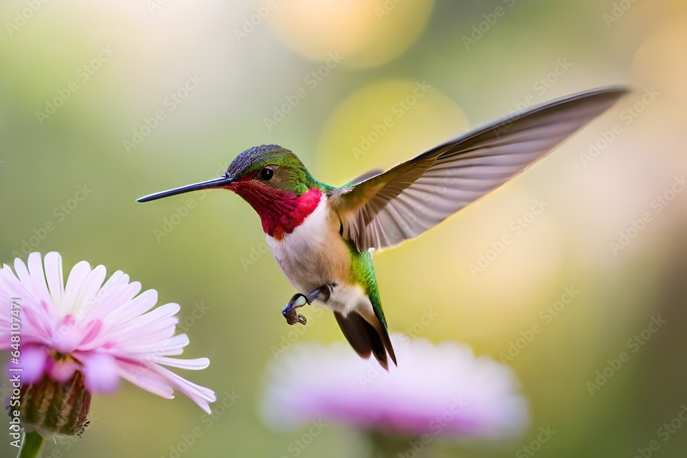 Obraz premium hummingbird feeding on a flower, Hummingbird in flight 