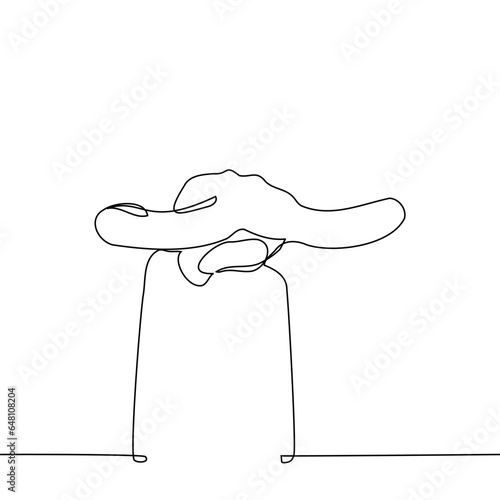 person pokes two outstretched fingers at the viewer - one line art vector. concept threaten your eyes, attack your vision