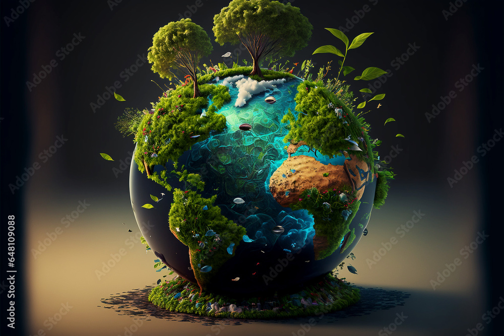 Miniature earth with green spaces. environment, Miniature background around the earth.