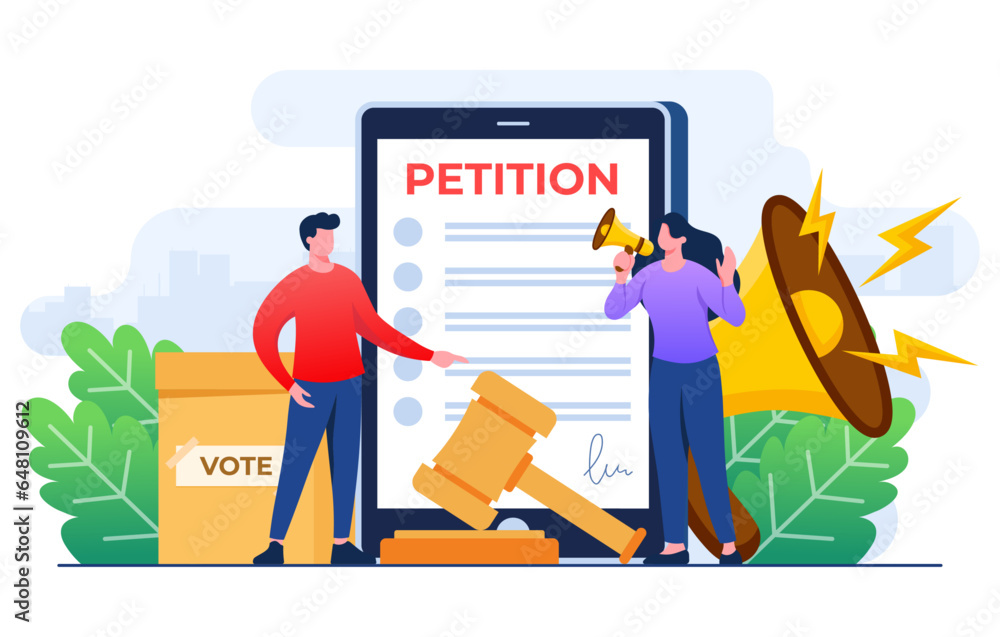 Online petition concept flat illustration vector template, Petition form, Making choice, balloting Paper, Democracy, Public appeal document, Complaint Online petition concept flat illustration vector template, Petition form, Making choice, balloting Paper, Democracy, Public appeal document, Complaint