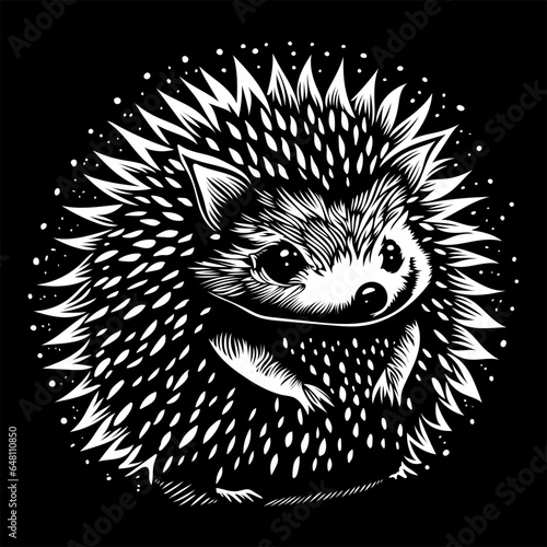Igel Herbst Nacht. Süßer Igel, Tier Vektor Zeichnung.