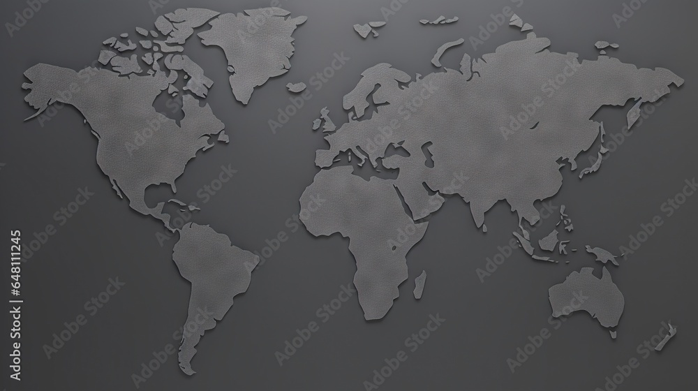 a metal map of the world on a gray background with butterflies. generative ai a metal map of the world on a gray background with butterflies. generative ai
