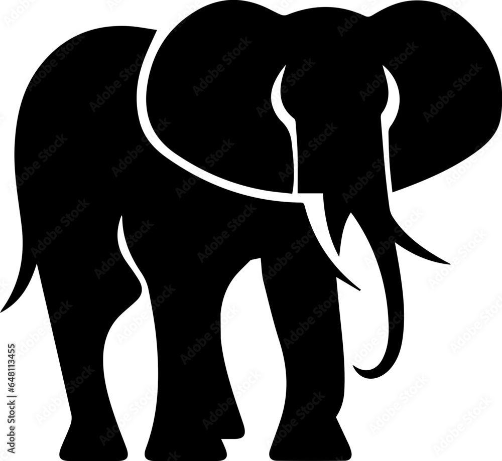 Obraz premium Elephant Flat Silhouette Logo Icon
