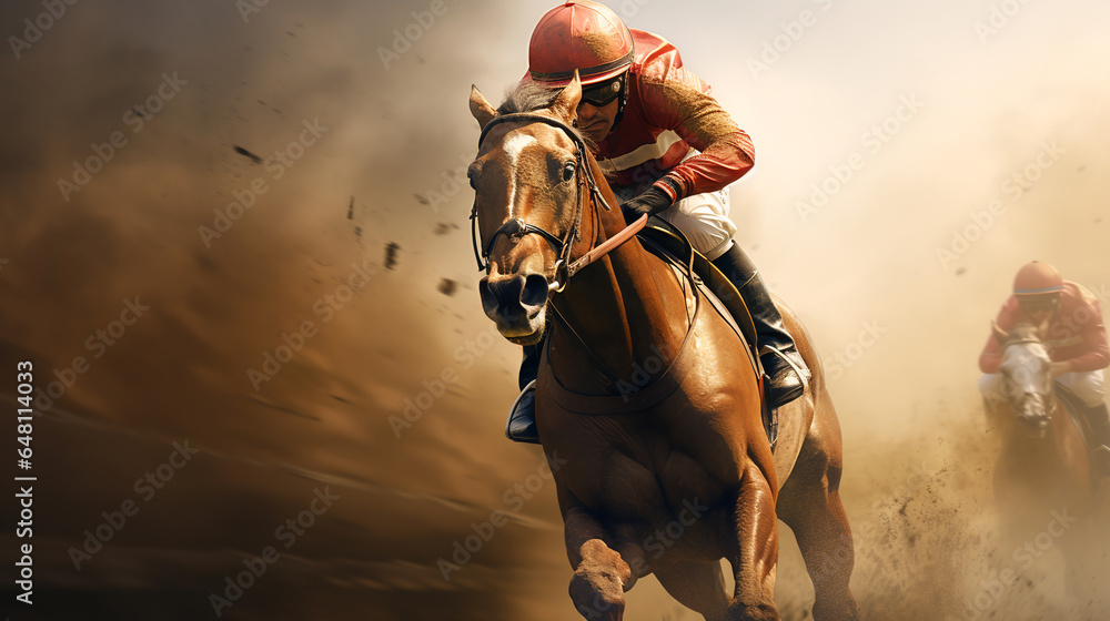 Jockey champion on racing horse.ai generative Jockey champion on racing horse.ai generative