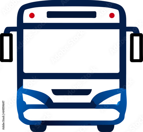 Modern bus side and front view vector isolated illustration. Fast passenger and tourist vehicle for city or intercity journey. Set in flat style